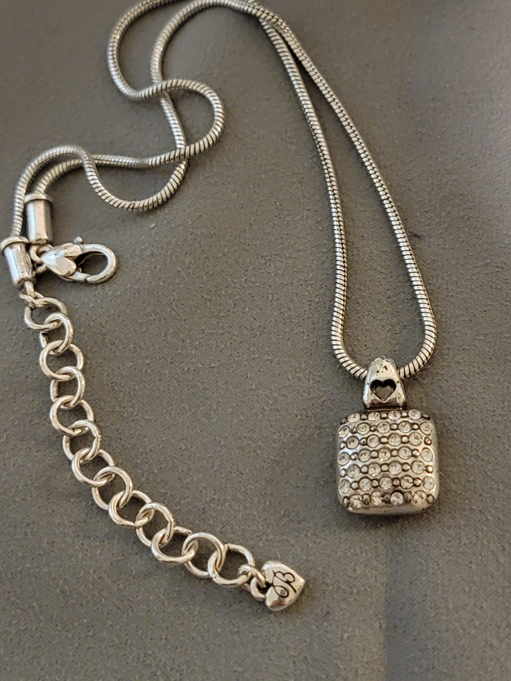 Brighton Silver Pave Square Pendant Necklace